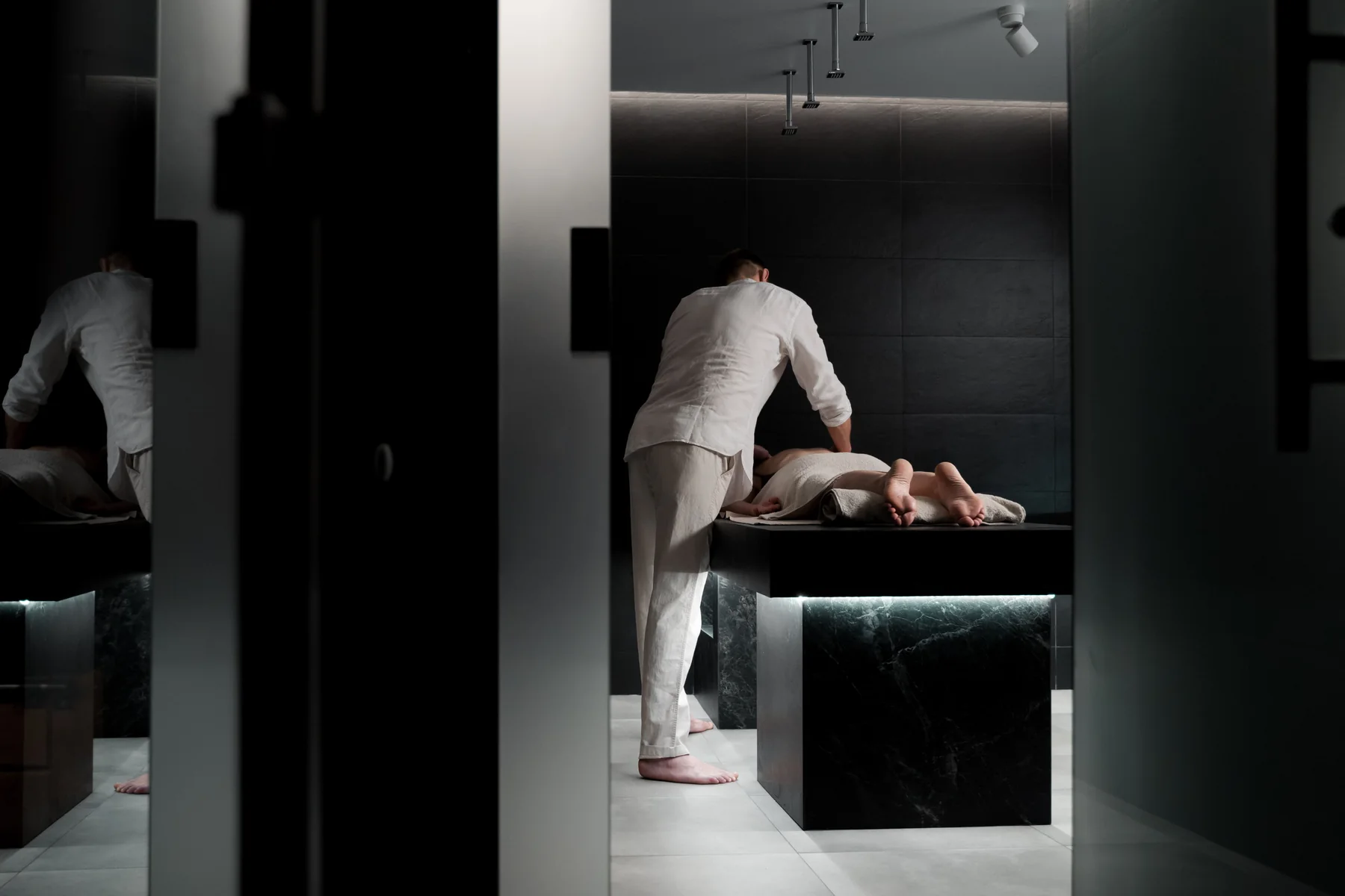Professional back massage in a contemporary spa